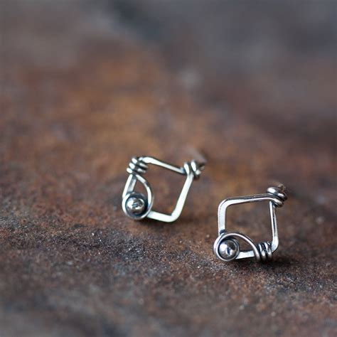 tiny house metal studs|unique tiny earrings.